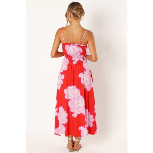 Petal & Pup Sybel Midi Dress Size Medium in Red Pink Floral - Picture 4 of 16